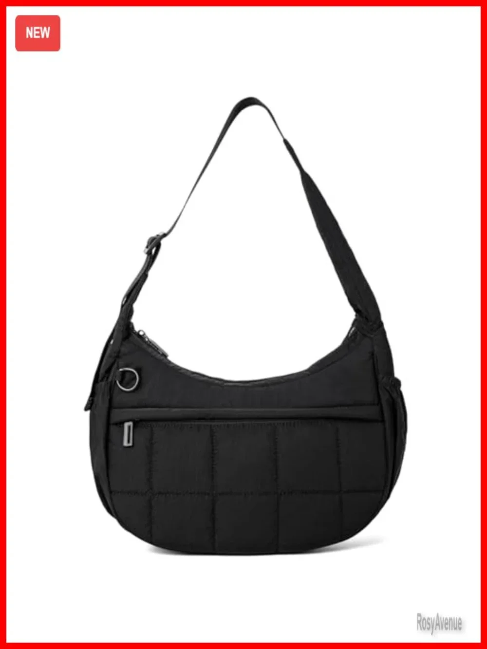 Small Puffer Crescent Hobo Bag with Adjustable Strap Quilted Waterproof Nylon